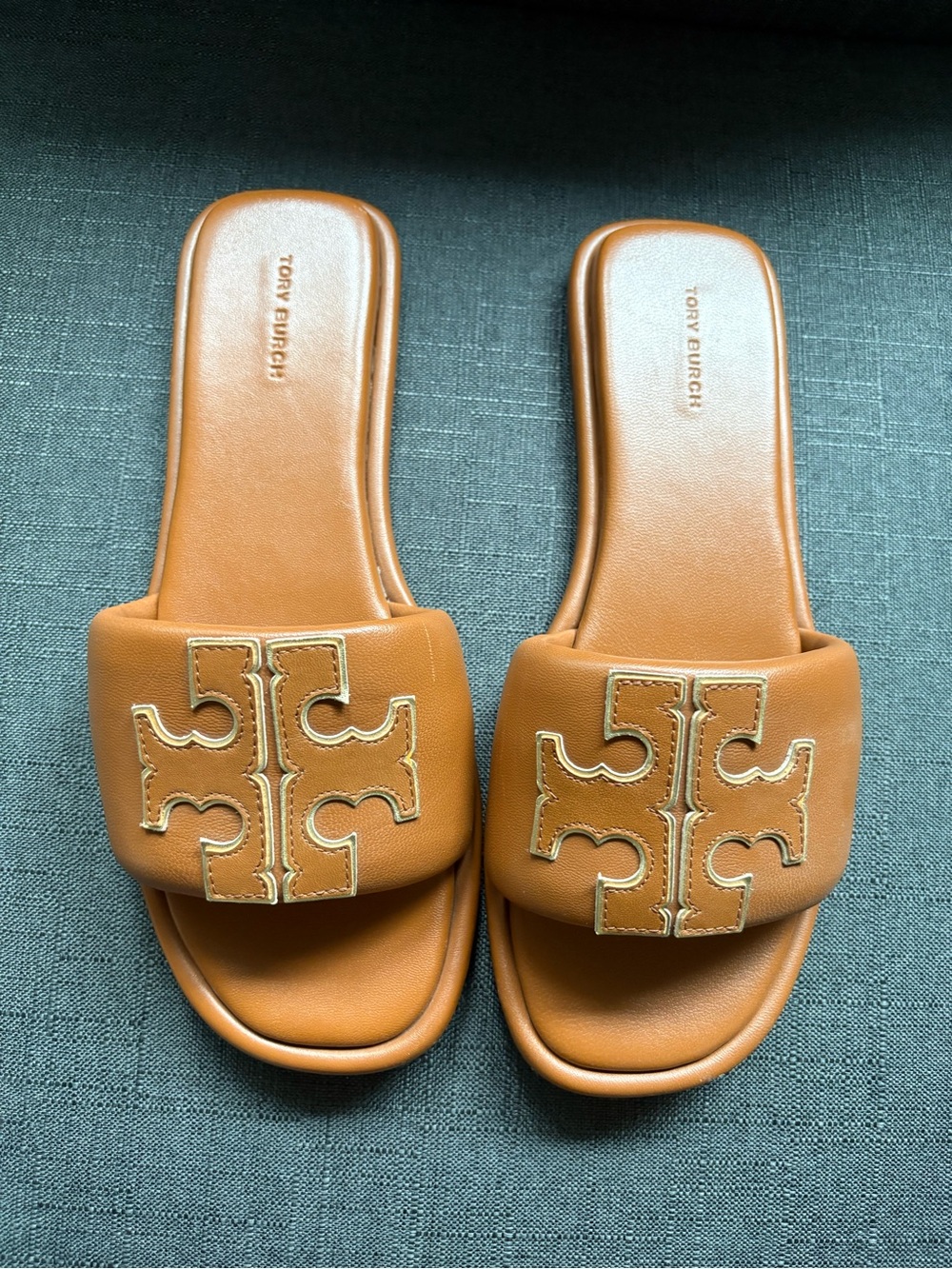 Tory Burch Double-T Sport Leather Slide Sandals - Picture 2 of 4